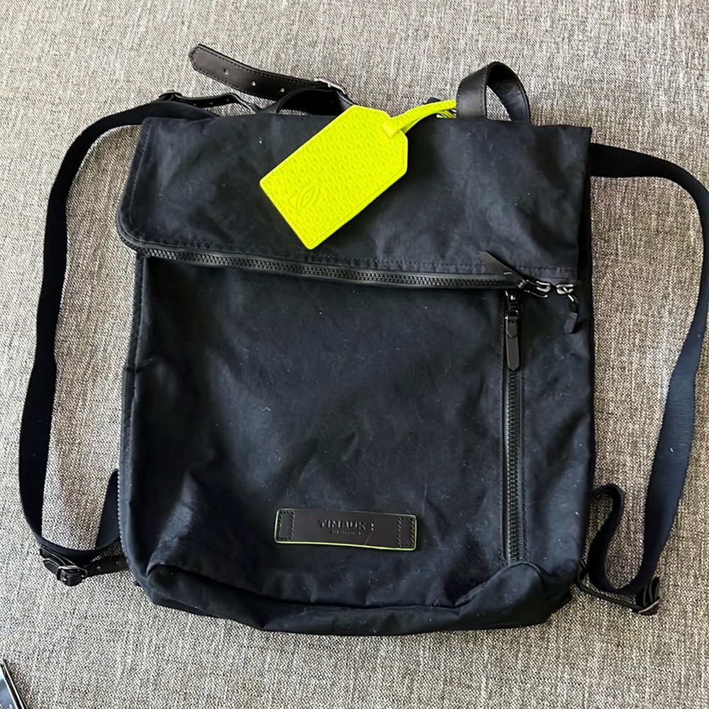 TIMBUK2 Convertible Backpack/Tote-GUC-BLACK NEON YELLOW/olive
